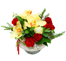  İstanbul Çiçek Satışı çiçek gönderme  1 adet orkide 5 adet gül cam yada mikada