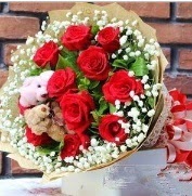 7 adet kırmızı gül 2 adet 10 cm ayı buketi  İstanbul Çiçek Satışı çiçek siparişi vermek 