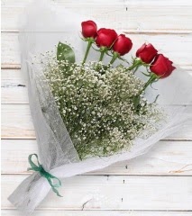 5 kırmızı gülden sade buket  İstanbul Çiçek Satışı çiçek yolla 