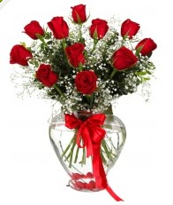 9 adet kırmızı gül cam kalpte  İstanbul Çiçek Satışı online çiçekçi , çiçek siparişi 