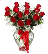 11 adet kırmızı gül cam kalpte  İstanbul Çiçek Satışı online çiçek gönderme sipariş 