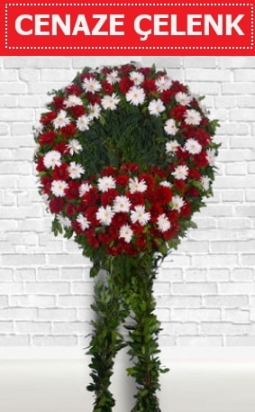 Kırmızı Beyaz Çelenk Cenaze çiçeği  İstanbul Çiçek Satışı İnternetten çiçek siparişi 