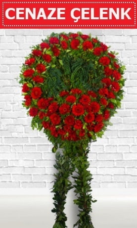 Kırmızı Çelenk Cenaze çiçeği  İstanbul Çiçek Satışı İnternetten çiçek siparişi 