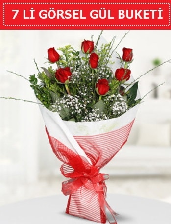 7 adet kırmızı gül buketi Aşk budur  İstanbul Çiçek Satışı çiçek satışı 