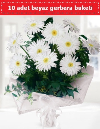10 Adet beyaz gerbera buketi  İstanbul Çiçek Satışı çiçek , çiçekçi , çiçekçilik 